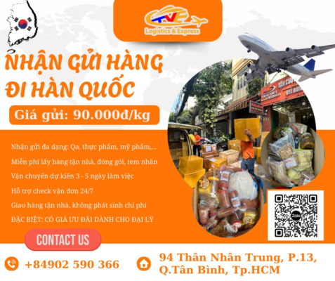 𝐓𝐮𝐲𝐞̂́𝐧 𝐕𝐢𝐞̣̂𝐭 𝐍𝐚𝐦 - 𝐇𝐚̀𝐧 𝐐𝐮𝐨̂́𝐜 𝐠𝐢𝐚́ 𝟗𝟓.𝟎𝟎𝟎đ/𝐤𝐠 Tiến Việt Express nhận gửi đa dạng các loại hàng: QA, giày dép, mỹ phẩm, thực phẩm, bánh kẹo, khô cá, khô tôm...sang Hàn Quốc Thời gian vận chuyển 3 -5 ngày làm việc Hỗ trợ lấy hàng, đóng gói, tem nhãn... Hỗ trợ ckeck vận đơn 24/7 --------------------------------------------------- Hệ thống văn phòng của Tiến Việt Express Địa Chỉ HCM: 94 Thân Nhân Trung, P.13, Q.Tân Bình, Tp.HCM Địa chỉ Hà Nội: Số 8/38 Đặng Thùy Trâm,Phường Dịch Vọng Hậu, Quận Cầu Giấy, Hà Nội Địa chỉ Cần Thơ: 520 Nguyễn Văn Linh, Phường Long Hoà, Bình Thuỷ, TP Cần Thơ Địa chỉ An Giang: SỐ 5 đường Hùng Vương, thị trấn Tri Tôn, tỉnh An Giang Hotline: +84902.590.366 (zalo/call/Ms. Trang) #guihangdihanquoc #vanchuyenhangdiHanQuoc #chuyenphatnhanhđihanquoc #tienvietexpress #guihangdinuocngoaigiare #guihangdihanquocgiare