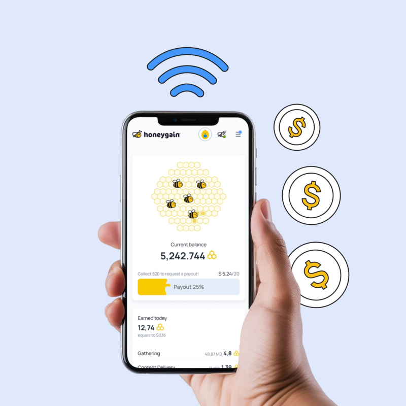 Description of Honeygain: Passive Income - Effortless
Earn passive income with Honeygain in just a few clicks!
Unlock the full potential of your unused internet by sharing it with the Honeygain network and start earning today!
How it works:
Install Honeygain: Download and install the Honeygain app on your device.
Share your internet: Keep the app open to share your internet connection.
Earn money: Receive $3 for every 10 GB of traffic shared, with no earning limits!
Payment rates and payment methods:
Earn Honeygain credits by sharing your internet, which you can convert to USD or cryptocurrency.
The payment rate is $3 for every 10 GB. However, your earnings may vary depending on traffic demand and other technical factors.
Payments can be requested via PayPal or in cryptocurrency.