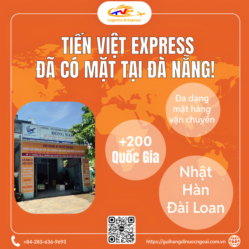Đà Nẵng ơi, Tiến Việt Express chính thức có mặt để phục vụ nhu cầu gửi hàng đi nước ngoài của bạn đây! 👋 Tiến Việt Express mang đến giải pháp vận chuyển tối ưu cho quý khách hàng khu vực miền Trung. 🤝 ✅ Tìm kiếm một dịch vụ uy tín, đảm bảo hàng hóa an toàn. ✅ Mong muốn hàng đến tay người nhận đúng hẹn, không lo thất lạc. ✅ Cần sự hỗ trợ tận tâm, chuyên nghiệp từ đội ngũ nhân viên. Tiến Việt Express đều có thể đáp ứng các dịch vụ gửi hàng đi Nhật - Hàn - Đài và hơn 200+ quốc gia khác: ✔️ Thủ tục nhanh chóng, đơn giản. ✔️ Giá cả cạnh tranh, minh bạch. ✔️ Theo dõi lộ trình hàng hóa dễ dàng. ✔️ Đội ngũ tư vấn nhiệt tình, chu đáo. 📞LIÊN HỆ NGAY ĐỂ ĐƯỢC HỖ TRỢ 📞 Hotline Hỗ Trợ : +84-283-636-9693 - Hỗ trợ mọi thắc mắc. 🏢 Mạng lưới rộng khắp: HCM: 94 Thân Nhân Trung, P.13, Q.Tân Bình, Tp.HCM. Hà Nội: Số 8 Ngõ 38 Đặng Thùy Trâm, Phường Dịch Vọng Hậu, Quận Cầu Giấy, Hà Nội. 🆕📍Đà Nẵng: 11 Trường Thi 5, Phường Hòa Thuận Tây, Quận Hải Châu , TP.Đà Nẵng. Cần Thơ: 520 Nguyễn Văn Linh, Phường Long Hoà, Bình Thuỷ, TP Cần Thơ. An Giang: Số 5 đường Hùng Vương, thị trấn Tri Tôn, tỉnh An Giang. Quét mã QR: Dễ dàng truy cập thông tin và theo dõi đơn hàng chỉ với một lần chạm. 👉 COMMENT HOẶC INBOX – NHẬN BÁO GIÁ SIÊU TỐC NGAY HÔM NAY! 📢#TienVietExpress #GuiHangQuocTe #VanChuyenQuocTe #GửiHàngQuốcTế #ChuyểnPhátQuốcTế #DịchVụChuyểnPhátNhanhQuốcTế #NhanhChong #AnToan #UyTin #ChuyenNghiep #GiaRe #GửiHàngSiêuTốc #TheoDõiĐơnHàng247 #MiễnPhíĐóngGói #VậnChuyểnAnToàn #FreePickup #Express #GuiHangDiNuocNgoaiGiaRe #GuiHangDiMy #GuiHangDiCanada #GuiHangDiUc #FedEx #DHL #UPS #TNT #GiaTocVanChuyen #guihangsingapore #vanchuyensinagpore #tienvietexpress #giaohangsieutoc #vanchuyenmalaysia #guihangnhatban #chuyenphatnhanhnhatban #vanchuyenhangnhatban #guihanghanquoc #chuyenphatnhanhhanquoc #yensaonganvang #vanchuyenyensao #yensaodinuocngoai #shipyensaoquocte #chuyenphatnhanhnhatban #vanchuyenhangnhatban