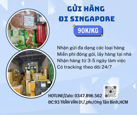GỬI HÀNG ĐI SINGAPORE NHANH – AN TOÀN – GIÁ CỰC TỐT! 🇸🇬📦 Bạn cần gửi hàng từ Việt Nam sang Singapore cho người thân, du học sinh, người lao động hay khách hàng, đối tác kinh doanh? 📦 Chúng tôi nhận gửi: ✅ Đặc sản, thực phẩm khô, bánh kẹo ✅ Mỹ phẩm, quần áo, thuốc men ✅ Hồ sơ, giấy tờ, thư từ ✅ Hàng sinh hoạt, đồ cá nhân, quà tặng… 🚀 Thời gian giao hàng: chỉ từ 3–5 ngày làm việc 🎁 Miễn phí đóng gói – Hỗ trợ theo dõi đơn hàng 24/7 🏠 Nhận hàng tận nơi tại TP.HCM & Hà Nội 📞 Liên hệ tư vấn nhanh: 0347.896.562 (Tuyền) 📍 HCM: 93 Trần Văn Dư, P.13, P.Tân Bình,HCM. 📍 Hà Nội: Số 8/38 Đặng Thùy Trâm, P.Cầu Giấy,HN