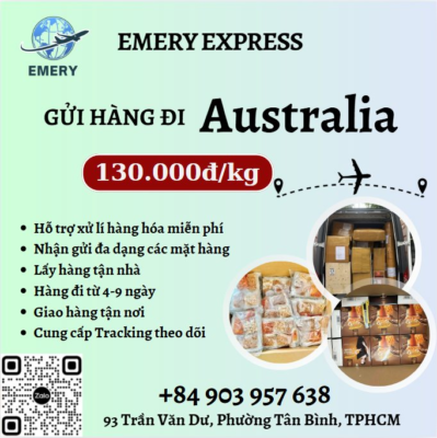 𝑴𝒐̣̂𝒕 𝒑𝒉𝒖́𝒕 𝒌𝒉𝒐̂𝒏𝒈 𝒈𝒖̛̉𝒊 𝒗𝒂̣𝒏 𝒍𝒂̂̀𝒏 𝒕𝒊𝒆̂́𝒄 𝑴𝒐̣̂𝒕 𝒑𝒉𝒖́𝒕 𝒈𝒖̛̉𝒊 𝒏𝒈𝒂𝒚 𝒗𝒂̣𝒏 𝒍𝒂̂̀𝒏 𝒎𝒆̂ 😍 ================ 👉 Bạn muốn gửi hàng đi Úc cho người thân, khách hàng? 👉 Bạn chưa tìm được đơn vị vận chuyển uy tín, nhanh chóng, tiết kiệm chi phí? Emery Express có giá ưu đãi chỉ 130k/kg khi gửi hàng đi Úc, hỗ trợ: ✅ Hỗ trợ lấy hàng tại nhà ở HCM, Hà Nội không tốn phí ✅ Giao hàng tận nơi ✅ Hỗ trợ xử lí, đóng gói, bao bì, nhãn mác, hút chân không MIỄN PHÍ ✅ Bao thuế, thủ tục hải quan ✅ Thời gian vận chuyển nhanh ❌ Thanh toán 1 lần, không phát sinh phí 🫶 Gửi càng nhiều - Giá càng rẻ tại Emery Express ☎️ Liên hệ ngay zalo/call: 𝟎𝟗𝟎𝟑.𝟗𝟓𝟕.𝟔𝟑𝟖 để được tư vấn khách nhé ! ====================== 𝐕𝐀̣̂𝐍 𝐂𝐇𝐔𝐘𝐄̂̉𝐍 𝐐𝐔𝐎̂́𝐂 𝐓𝐄̂́ 𝐄𝐌𝐄𝐑𝐘 🏡 Địa Chỉ HCM : Số 93 Trần Văn Dư, Phường Tân Bình, TPHCM 🏡Địa chỉ Hà Nội : Số 8 Ngõ 38 Đặng Thùy Trâm, Phường Dịch Vọng Hậu, Quận Cầu Giấy, Tp. Hà Nội 🏡Địa chỉ Cần thơ: 520 Nguyễn Văn Linh, Phường Long Hoà, Bình Thuỷ, TP Cần Thơ 🏡Địa chỉ An Giang: Số 5 đường Hùng Vương, thị trấn Tri Tôn, tỉnh An Giang 🏡 Địa chỉ Đà Nẵng: Số 11 Trường Thi 5, phường Hòa Thuận Tây, quận Hải Châu, TP Đà Nẵng 𝑯𝒐𝒕𝒍𝒊𝒏𝒆: +84 903 957 638 (call/Zalo) Ms. Uyên