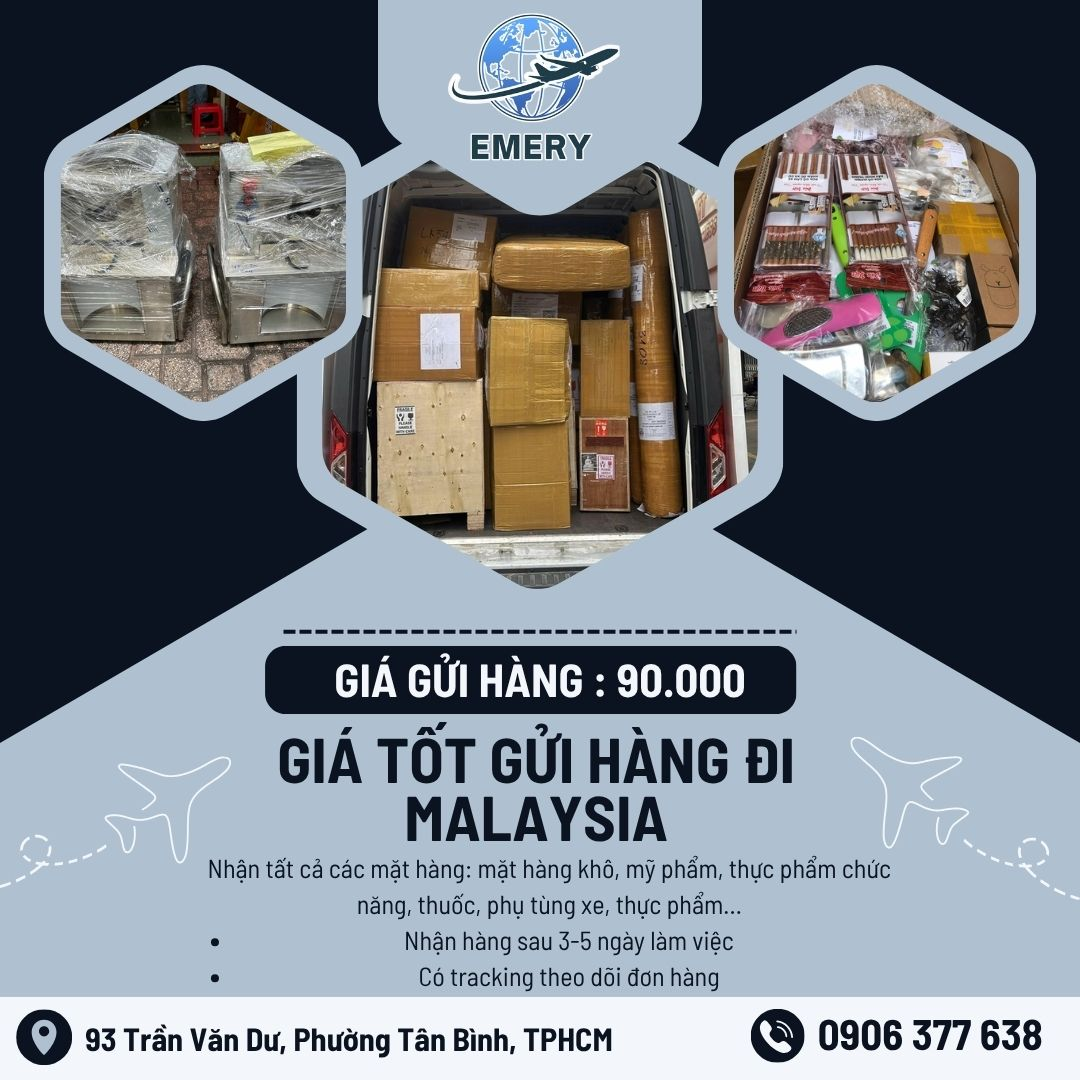 "𝐏𝐡𝐢 𝐭𝐡𝐮̛𝐨̛𝐧𝐠 𝐛𝐚̂́𝐭 𝐩𝐡𝐮́ – 𝐤𝐡𝐨̂𝐧𝐠 𝐛𝐮𝐨̂𝐧 𝐛𝐚́𝐧 𝐬𝐚𝐨 𝐠𝐢𝐚̀𝐮!" 𝐕𝐢̀ 𝐯𝐚̣̂𝐲 𝐄𝐌𝐄𝐑𝐘 𝐄𝐱𝐩𝐫𝐞𝐬𝐬 đ𝐚𝐧𝐠 𝐜𝐨́ 𝐜𝐡𝐮̛𝐨̛𝐧𝐠 𝐭𝐫𝐢̀𝐧𝐡 𝐮̛𝐮 đ𝐚̃𝐢 𝐜𝐡𝐨 𝐪𝐮𝐲́ 𝐤𝐡𝐚́𝐜𝐡 𝐡𝐚̀𝐧𝐠 𝐛𝐮𝐨̂𝐧 𝐛𝐚́𝐧 , 𝐤𝐢𝐧𝐡 𝐝𝐨𝐚̣𝐧𝐡 𝐭𝐚̣𝐢 𝐌𝐚𝐥𝐚𝐲𝐬𝐢𝐚. 𝐋𝐢𝐞̂𝐧 𝐡𝐞̣̂ 𝐞 𝐧𝐠𝐚̀𝐲 đ𝐞̂̉ 𝐛𝐢𝐞̂́𝐭 𝐭𝐡𝐞̂𝐦 𝐯𝐞̂̀ 𝐮̛𝐮 đ𝐚̃𝐢 𝟎𝟗𝟎𝟔 𝟑𝟕𝟕 𝟔𝟑𝟖 (𝐏𝐡𝐨𝐧𝐞/𝐙𝐚𝐥𝐨) Việt Nam - Malaysia Nhận chuyển các loại hàng: Tôm khô , Mực Khô , Cá Khô , Mắm, khô gà, bò, heo... Thuốc Tây , Mỹ phẩm, quần áo, khẩu trang, mi giả , bánh mứt... Tài liệu, sách, tranh, tượng,… CHI PHÍ HỢP LÝ - AN TOÀN - ĐẢM BẢO Miễn phí đóng gói : thùng carton, hút chân không, nhãn mác Lấy hàng tận nhà miễn phí (khu vực HCM) Giao tận tay người nhận EMERY Express – đối tác tin cậy giúp bạn kết nối toàn cầu dễ dàng và tiết kiệm! Liên hệ ngay để trải nghiệm dịch vụ gửi hàng đi Malaysia chuyên nghiệp! --------------------------------------------------------------- 𝐂𝐎̂𝐍𝐆 𝐓𝐘 𝐓𝐍𝐇𝐇 𝐄𝐌𝐄𝐑𝐘 - 𝑭𝒍𝒚𝒊𝒏𝒈 𝒊𝒏 𝒕𝒉𝒆 𝒘𝒐𝒓𝒍𝒅 𝐇𝐎𝐓𝐋𝐈𝐍𝐄 : +84906 377 638 𝓜𝓼.𝓒𝓱𝓲 (𝐏𝐇𝐎𝐍𝐄/𝐙𝐀𝐋𝐎/𝐖𝐇𝐀𝐓𝐒𝐀𝐀𝐏/𝐕𝐈𝐁𝐄𝐑) Địa chỉ gửi hàng: Địa chỉ HCM : 93 TRẦN VĂN DƯ , PHƯỜNG TÂN BÌNH, TPHCM #vanchuyenquocte #chuyenphatnhanhsangHan #emery #guihangdinuocngoai #guihangdimalaysia #vanchuyenquocte #chuyenphatnhanhsangHan #guihangViet_Han #guihangdinuocngoai #guihangvietmỹ #guihangdicanada #guihangdiphilippines #guihangdinuocngoaigiare #guihangdinhatban #guinemdimy #guinemdicanaada #guihangdiuc #guihangdinuocngoaigiare #guihangdinuocngoai #vanchuyengiare #vanchuyenhangdinuocngoai #dhl #ups #fedex #chuyentuyen #emeryshipping #emeryexpress #emeryshippinginternational #emeryworldwide