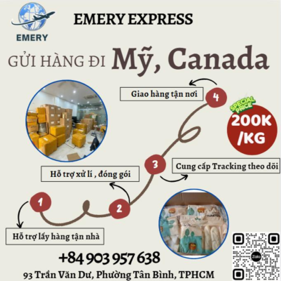 ❄️Nhận vận chuyển đa dạng các mặt hàng đi Mỹ, Canada chỉ 200k/kg ❄️Nhận đa dạng hàng hoá Khách gửi hàng tại Emery Express còn được hỗ trợ: + Lấy hàng tận nhà - giao hàng tận nơi. + Free đóng gói, hút chân không, thùng xốp, thùng carton + Thời gian vận chuyển nhanh - nhận hàng từ 4-9 ngày làm việc + Giá cước ưu đãi, thanh toán 1 lần, không phát sinh phí + Cung cấp Tracking theo dõi đơn hàng ❄️Khách có nhu cầu nhấc máy gọi em để được tư vấn và hỗ trợ ạ. 𝐇𝐨𝐭𝐥𝐢𝐧𝐞/ 𝐙𝐚𝐥𝐨: 0903.957.638 𝐌𝐬.𝐔𝐲𝐞̂𝐧