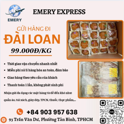 𝑮𝒖̛̉𝒊 𝒉𝒂̀𝒏𝒈 𝒄𝒖̛̣𝒄 𝒓𝒆̉, 𝒏𝒉𝒂̣̂𝒏 𝒉𝒂̀𝒏𝒈 𝒄𝒖̛̣𝒄 𝒏𝒉𝒂𝒏𝒉 - 𝑨𝒏 𝒕𝒂̂𝒎 𝒈𝒖̛̉𝒊 𝒉𝒂̀𝒏𝒈 𝒄𝒖̀𝒏𝒈 𝑬𝒎𝒆𝒓𝒚 𝑬𝒙𝒑𝒓𝒆𝒔𝒔 ================= Liên hệ Emery Express ngay - đừng bỏ lỡ giá hời 🌟 Emery Express nhận gửi hàng đi Đài Loan chỉ 99k/kg 🫶 Lấy hàng tận nhà, giao hàng tận tay người nhận 🫶 Hỗ trợ đóng gói, xử lí hàng hóa chỉn chu nhất, đẹp nhất để giao đến tay người nhận 🫶 Bao thuế, bao các thủ tục hải quan 🫶 Nhận hàng từ 3-5 ngày làm việc 🫶 Thanh toán một lần, không phát sinh phí 🫶 Cung cấp thông tin đơn hàng liên tục 🌟Đặc biệt, Emery Express luôn có ưu đãi dành có khách gửi nhiều, khách hàng thân thiết, khách hàng mới 𝑯𝒐𝒕𝒍𝒊𝒏𝒆: +84 903 957 638 (call/Zalo) Ms. Uyên