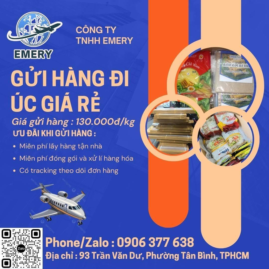 Đơn vị gửi hàng đi Úc giá rẻ uy tín 💥Bên em cam kết 💥 Miễn phí đóng gói, bao bì, nhãn mác, hút chân không,.. Miễn phí các thủ tục (không mất bất kì phí nào ) Hàng đi thành công 100% Bao thuế Có chuyến bay các ngày trong tuần GIÁ CHỈ 130.000Đ/KG 👉 Hãy gọi ngay 𝐄𝐌𝐄𝐑𝐘 𝐄𝐗𝐏𝐑𝐄𝐒𝐒 - 𝟎𝟗𝟎𝟔 𝟑𝟕𝟕 𝟔𝟑𝟖 để được lo trọn gói thủ tục gửi hàng với giá ưu đãi
