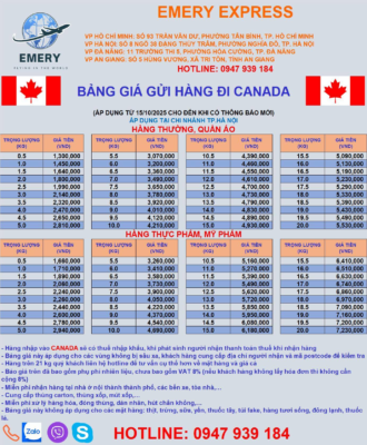 Bảng giá gửi hàng Việt Nam đi Canada Tháng 11/2025 - #Emery_Express Câu Hỏi Thường Gặp #CANADA Bạn có người thân đang làm việc, sinh sống tại Canada. Bạn đang muốn gửi hàng cho người thân của mình, nhưng đây là lần đầu tiên bạn gửi hàng. Bạn có rất nhiều thắc mắc, chẳng hạn như: Giá cước gửi hàng đi Canada có đắt không? Gửi hàng đi Canada thì mất bao lâu thì tới? Bạn đang cần chuyển hàng đi Canada ở Sài Gòn và các tỉnh gần HCM (như Đồng Nai, Vũng Tàu…), có nơi nào gửi hàng uy tín, giá cả hợp lý, nhanh và chuyên nghiệp không? Bạn đang ở Cần Thơ và các tỉnh miền Tây, dưới đây có chỗ nào gửi hàng Canada chất lượng không? Bạn đang ở các tỉnh miền Trung như Nha Trang và Đà Nẵng, ở nơi mình có công ty chuyển phát nhanh đi nước ngoài như Canada nào không? Kinh nghiệm gửi hàng đi Canada như thế nào, loại hàng hóa nào được gửi và không được gửi, cách đóng gói thế nào, cách vận chuyển hàng hóa ra sao, bạn có cần chuẩn bị những giấy tờ nào không? Gửi đồ sang Canada bằng đường biển và đường hàng không có gì khác nhau về chi phí, thời gian gửi, loại hàng hóa được gửi? Bạn đang có một món hàng cần gửi hỏa tốc đi Canada (như thuốc men, hợp đồng, tài liệu…), vậy gửi bằng cách nào, giá có đắt lắm không, có bảo đảm thời gian gửi và sự toàn vẹn của hàng hóa chứ? Những quy định nào khi gửi hàng hóa đi Canada mà bạn cần tuân thủ (về loại hàng hóa, kích thước hàng hóa….)? Bạn gửi hàng đi Canada bằng đường bưu điện VNPOST có được không? Họ có nhận gửi hàng, thời gian bao lâu, giá có mắc lắm không? Bạn có thể gửi mỹ phẩm, thu.ốc l.á, đồ ăn khô, cá tôm đông lạnh, quần áo… cho người nhà, bà con ở Canada được chứ? Qua bài viết hướng dẫn này, Emery Express sẽ giải đáp những thắc mắc trên của bạn. HỆ THỐNG GỬI HÀNG ĐI NƯỚC NGOÀI TẠI EMERY EXPRESS Địa chỉ: - Chi nhánh Hà Nội: Số 8 Ngõ 38 Đặng Thùy Trâm , Phường Cầu Giấy, TP.Hà Nội - Chi nhánh Hồ Chí Minh: 93 Trần Văn Dư , Phường Tân Bình, TP.HCM - Chi nhánh Đà Nẵng : 11 Trường Thi 5 , Phường Hòa Cường , TP Đà Nẵng . Hotline/Zalo/Viber: 090 189 91 78 /0903187454 Call Center Support : 1900 299 293 EXT 101 Website : https://banxangdao.com/ #Emeryexpresshanoi #guihangdinuocngoaihanoi #vanchuyenquoctehanoi #guihangdinuocngoaiganday #guihanghanoi #Emeryexpress #chuyenphatquocte #dichvuchuyenphatnhanh #vanchuyenquocte #shiphanghanoi #shiphangdinuocngoaiganday #vanchuyenganday #guihanghanoiganday #banxangdao #guihangdanang #guihanghochiminh #vanchuyenquoctedanang #vanchuyenquoctehochiminh #Emeryexpressdanang #Emeryexpresshochiminh