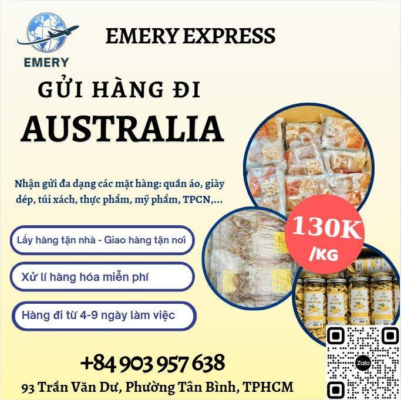 Reliable and Affordable Shipping to Australia from Ho Chi Minh City 🇦🇺 Contact Emery Express now – don’t miss out on this great deal! 🌟 Ship to Australia from only 130,000 VND/kg 🫶 Door-to-door service – we pick up at your home and deliver right to the recipient 🫶 Careful and beautiful packaging support to ensure your parcel arrives in perfect condition 🫶 All taxes and customs procedures included 🫶 Delivery in 4–9 business days 🫶 One-time payment, no hidden fees 🫶 Continuous tracking updates for your shipment 🌟 Special offers for bulk senders, loyal customers, and new clients! ====================== EMERY INTERNATIONAL SHIPPING 🏡 HCMC Office: 93 Tran Van Du Street, Tan Binh Ward, Ho Chi Minh City 🏡 Hanoi Office: No. 8, Alley 38 Dang Thuy Tram Street, Dich Vong Hau Ward, Cau Giay District, Hanoi 🏡 Can Tho Office: 520 Nguyen Van Linh Street, Long Hoa Ward, Binh Thuy District, Can Tho City 🏡 An Giang Office: No. 5 Hung Vuong Street, Tri Ton Town, An Giang Province 🏡 Da Nang Office: No. 11 Truong Thi 5 Street, Hoa Thuan Tay Ward, Hai Chau District, Da Nang City 📞 Hotline: +84 903 957 638 (Call/Zalo) – Ms. Uyen 🌐 Website: https://emeryshipping.blogspot.com/ #internationalshipping #shiptoAustralia #cheapshippingtoAustralia #fastshippingtoAustralia #reliableshipping #affordableinternationalshipping #overseasshipping #doortodoorservice #emeryexpress #emeryshipping #shiptoUSA #shiptoCanada