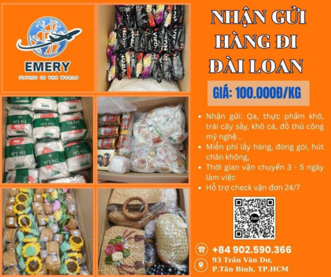 ✈️ SHIP TO TAIWAN 🇻🇳✈️🇹🇼 💰 From only 100,000 VND/kg – Fast delivery in 3–5 working days 🎁 Free services: packaging, labeling, and vacuum sealing 📦 We ship all kinds of goods: dry food, clothing, cosmetics, and more 📍 Tracking code available – Door-to-door delivery 📞 Contact now: +84 902 590 366 (Ms. Trang) for quick consultation! — 🌏 EMERY EXPRESS – INTERNATIONAL SHIPPING SERVICE 🏢 HCMC: 93 Trần Văn Dư, Tân Bình District 🏢 Hanoi: 38/8 Đặng Thùy Trâm, Cầu Giấy District 📞 Hotline: +84 902 590 366 🌐 Website: https://emeryshipping.blogspot.com/
