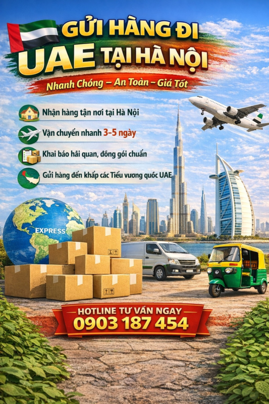 🇦🇪✈️ SHIPPING TO UAE FROM HANOI – FAST, SAFE & AFFORDABLE ✈️🇦🇪
Are you looking to send goods from Hanoi to the UAE (United Arab Emirates) for your relatives, overseas workers, international students, or business partners?
👉 We provide reliable, professional, and on-time international shipping services to the UAE, offering full A–Z support from pickup to final delivery.
📦 WE ACCEPT A WIDE VARIETY OF CARGO:
Documents, paperwork, and certificates
Gifts, personal items, and luggage
Dried food products (in compliance with UAE customs regulations)
Cosmetics and consumer goods
Commercial goods, samples, and business shipments
🚀 WHY CHOOSE OUR UAE SHIPPING SERVICE FROM HANOI?
✅ Door-to-door pickup in Hanoi
✅ Fast transit time: 3–5 days
✅ Professional packing & customs declaration support
✅ 24/7 shipment tracking
✅ Competitive, transparent pricing – no hidden fees
🌍 DELIVERY TO ALL MAJOR CITIES IN THE UAE:
Dubai
Abu Dhabi
Sharjah
Ajman
Ras Al Khaimah
👉 And all Emirates across the UAE
📞 CONTACT US NOW FOR CONSULTATION & QUOTATION:
Hotline: +84 903 187 454
📌 Free consultation – fast quotation – dedicated support
📍 SHIPPING TO THE UAE FROM HANOI – Fast procedures, peace of mind with every shipment!
#angiangexpress #bacgiangexpress #baccanexpress #baclieuexpress #bacninhexpress #bentreexpress #binhdinhexpress #binhduongexpress #binhphuocexpress #binhthuanexpress #caobangexpress #canthoexpress #danangexpress #daklakexpress #daknongexpress #dienbienexpress #dongnaiexpress #dongthapexpress #gialaiexpress #hagiangexpress #haiduongexpress #haiphongexpress #hanamexpress #hanoiexpress #hatinhexpress #hoabinhexpress #hungyenexpress #khanhhoaexpress #kiengiangexpress #kontumexpress