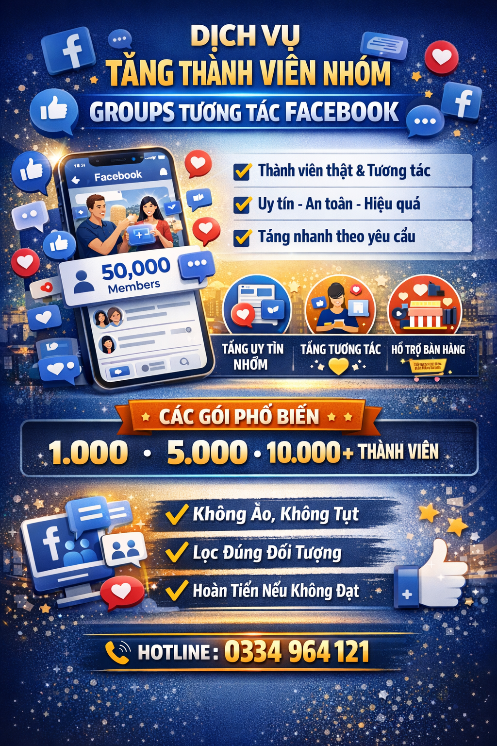DỊCH VỤ TĂNG THÀNH VIÊN NHÓM GROUPS TƯƠNG TÁC FACEBOOK 📞 Hotline: 0334 964 121 Bạn đang xây dựng Group Facebook nhưng số lượng thành viên ít, tương tác thấp, khó tạo uy tín và phát triển cộng đồng? 👉 Dịch vụ tăng thành viên nhóm Facebook tương tác thật chính là giải pháp giúp bạn đẩy nhanh tốc độ phát triển group, tăng độ tin cậy và thu hút nhiều khách hàng tiềm năng hơn. 🚀 DỊCH VỤ TĂNG THÀNH VIÊN GROUP FACEBOOK LÀ GÌ? Là dịch vụ hỗ trợ tăng số lượng thành viên cho nhóm Facebook một cách an toàn – ổn định – đúng đối tượng, giúp group của bạn: Trông uy tín và chuyên nghiệp hơn Dễ được Facebook đề xuất Tăng khả năng bán hàng – xây dựng thương hiệu – chăm sóc cộng đồng ⭐ ƯU ĐIỂM NỔI BẬT CỦA DỊCH VỤ ✔️ Thành viên thật – có tương tác ✔️ Tăng đều, không tăng ảo, không tụt số ✔️ Không cần cung cấp mật khẩu Facebook ✔️ An toàn, hạn chế tối đa rủi ro khóa nhóm ✔️ Hỗ trợ mọi loại group: bán hàng, cộng đồng, học tập, đầu tư, dịch vụ… 📈 LỢI ÍCH KHI TĂNG THÀNH VIÊN GROUP FACEBOOK 🔥 Tăng độ uy tín cho group nhanh chóng 🔥 Thu hút thành viên mới tự nhiên 🔥 Dễ tạo tương tác: bài viết, bình luận, thảo luận 🔥 Hỗ trợ bán hàng – chạy quảng cáo – xây dựng thương hiệu cá nhân 📌 CÁC GÓI DỊCH VỤ PHỔ BIẾN Tăng 100 – 500 – 1.000 – 5.000 – 10.000+ thành viên Nhận tăng theo ngày hoặc theo yêu cầu Có thể lọc đối tượng (Việt Nam / quốc tế) 👉 Giá cả cạnh tranh – hỗ trợ lâu dài 🛡️ CAM KẾT DỊCH VỤ ✅ Không sử dụng tool spam ✅ Không làm ảnh hưởng đến group ✅ Hỗ trợ kỹ thuật trong suốt quá trình ✅ Hoàn tiền nếu không đạt cam kết 📞 LIÊN HỆ TƯ VẤN & BÁO GIÁ Nếu bạn đang cần tăng thành viên nhóm Facebook nhanh – an toàn – hiệu quả, đừng ngần ngại liên hệ ngay: 📱 Phone/Zalo: 0334 964 121 👉 Tư vấn miễn phí – hỗ trợ 24/7 – nhận làm số lượng lớn