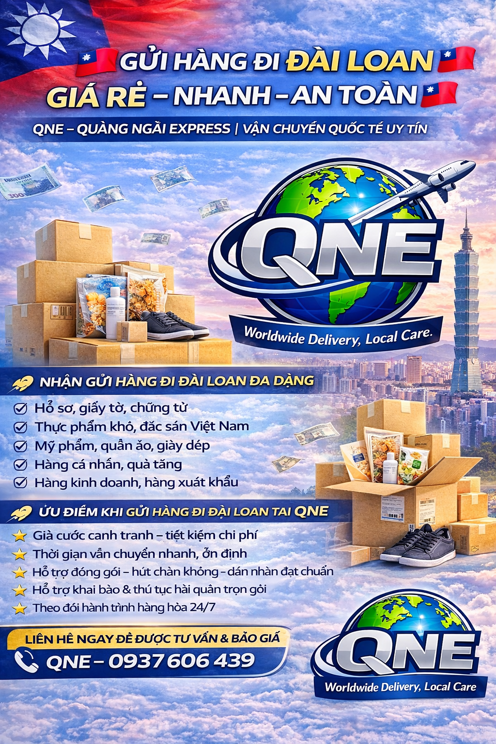 🇹🇼✈️ GỬI HÀNG ĐI ĐÀI LOAN GIÁ RẺ – NHANH – AN TOÀN ✈️🇹🇼 QNE – QUẢNG NGÃI EXPRESS | VẬN CHUYỂN QUỐC TẾ UY TÍN Bạn cần gửi hàng sang Đài Loan cho người thân, du học sinh hay đối tác kinh doanh nhưng lo ngại giá cao, thủ tục rườm rà? 👉 QNE – Quảng Ngãi Express mang đến giải pháp gửi hàng đi Đài Loan GIÁ RẺ – AN TÂM – ĐÚNG HẸN! ________________________________________ 📦 NHẬN GỬI HÀNG ĐI ĐÀI LOAN ĐA DẠNG ✅ Hồ sơ, giấy tờ, chứng từ ✅ Thực phẩm khô, đặc sản Việt Nam ✅ Mỹ phẩm, quần áo, giày dép ✅ Hàng cá nhân, quà tặng ✅ Hàng kinh doanh, hàng xuất khẩu ________________________________________ 🚀 ƯU ĐIỂM KHI GỬI HÀNG ĐI ĐÀI LOAN TẠI QNE ⭐ Giá cước cạnh tranh – tiết kiệm chi phí ⭐ Thời gian vận chuyển nhanh, ổn định ⭐ Hỗ trợ đóng gói – hút chân không – dán nhãn đạt chuẩn ⭐ Hỗ trợ khai báo & thủ tục hải quan trọn gói ⭐ Theo dõi hành trình hàng hóa 24/7 ________________________________________ 💙 QNE – QUẢNG NGÃI EXPRESS CAM KẾT ✔️ Hàng hóa an toàn – giao tận tay người nhận ✔️ Minh bạch chi phí – không phát sinh ✔️ Tư vấn rõ ràng trước khi gửi ________________________________________ 📞 LIÊN HỆ NGAY ĐỂ ĐƯỢC TƯ VẤN & BÁO GIÁ QNE – QUẢNG NGÃI EXPRESS 📱 Hotline: 0937 606 439 / 0704 679 939 👉 📌 Kho HCM: 68 Nguyễn Tử Giản, P. An Hội Tây, TP.HCM 👉 📌 Kho Hà Nội: Ngõ 28 Đại Linh, Quận Nam Từ Liêm, Hà Nội Website: https://quangngaiexpress76.blogspot.com/ 🌍 Worldwide Delivery – Local Care #QuangNgaiExpress #GuiHangDiNuocNgoai #GuiHangDiMy #GuiHangDiUc #GuiHangQuocTe #ChuyenPhatNhanh #GuiHangUyTin