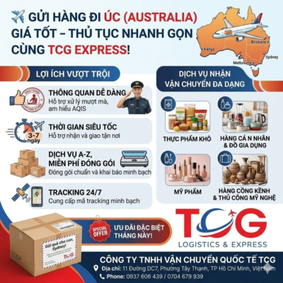 ✈️ GỬI HÀNG ĐI ÚC (AUSTRALIA) GIÁ TỐT – THỦ TỤC NHANH GỌN CÙNG TCG EXPRESS! Nước Úc (Australia) vốn nổi tiếng là một trong những quốc gia kiểm duyệt hành lý và hàng hóa nhập khẩu nghiêm ngặt nhất thế giới. Bạn đang lo lắng đơn hàng của mình bị giữ lại hoặc gặp khó khăn về thủ tục hải quan? Hãy để Công ty TNHH Vận chuyển Quốc tế TCG giải quyết mọi nỗi lo! Chúng tôi chuyên cung cấp giải pháp vận chuyển hàng hóa từ Việt Nam sang Úc một cách AN TOÀN – NHANH CHÓNG với mức chi phí tối ưu nhất. ✨ NHỮNG LỢI ÍCH VƯỢT TRỘI KHI CHỌN TCG EXPRESS: Thông quan dễ dàng: Đội ngũ am hiểu sâu sắc quy định nghiêm ngặt của Hải quan Úc (AQIS), hỗ trợ xử lý mượt mà các thủ tục khai báo. Thời gian siêu tốc: Chỉ từ 3 - 7 ngày làm việc, hàng hóa được giao tận tay (Door-to-Door) người nhận tại Sydney, Melbourne, Brisbane, Adelaide, Perth... Hỗ trợ tận tâm từ A-Z: Nhận và hỗ trợ đóng gói hút chân không, dán nhãn mác đúng chuẩn hoàn toàn MIỄN PHÍ. Cung cấp mã tracking theo dõi lộ trình đơn hàng minh bạch 24/7. Cước phí tiết kiệm: Chính sách giá cực tốt và linh hoạt cho cả cá nhân gửi quà tặng lẫn các doanh nghiệp xuất khẩu số lượng lớn. 📦 TCG NHẬN VẬN CHUYỂN ĐA DẠNG CÁC MẶT HÀNG ĐI ÚC: Thực phẩm khô (có nhãn mác rõ ràng): Bánh tráng, cà phê, trà, mứt, hải sản khô (mực khô, tôm khô), gia vị... Hàng cá nhân & Đồ dùng gia đình: Quần áo, giày dép, sách vở, dụng cụ học tập, quà lưu niệm... Mỹ phẩm & Dụng cụ làm đẹp: Kem dưỡng, serum, dụng cụ làm nail, mi giả... Hàng cồng kềnh, thủ công mỹ nghệ: Tranh thêu, đồ gốm sứ, nệm mút, tủ thờ, bàn ghế gỗ... 🎁 ƯU ĐÃI ĐẶC BIỆT: Chiết khấu ngay cho các đơn hàng ký số lượng lớn hoặc các kiện hàng gửi định kỳ sang Úc cho người thân/du học sinh! 👉 Đừng ngần ngại, hãy Inbox ngay cho Fanpage hoặc gọi Hotline để đội ngũ TCG tư vấn và báo giá chi tiết nhất hôm nay. 🏢 CÔNG TY TNHH VẬN CHUYỂN QUỐC TẾ TCG 📍 Địa chỉ: 11 Đường DC7, Phường Tây Thạnh, TP. Hồ Chí Minh, Việt Nam 📞 Hotline/Zalo: 0937 606 439 / 0704 679 939 #TCGExpress #Vanchuyenquocte #GuihangdiUc #ShiphangdiAustralia #Guihanggiare #Guihanghcm #Guihangdienuoc #Dichvuvanchuyen