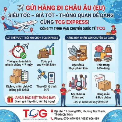 ✈️ GỬI HÀNG ĐI CHÂU ÂU (EU) SIÊU TỐC – GIÁ TỐT – THÔNG QUAN DỄ DÀNG CÙNG TCG EXPRESS! Bạn đang có người thân, bạn bè hay con em là du học sinh đang sinh sống và làm việc tại các quốc gia Châu Âu như Đức, Pháp, Anh, Ý, Hà Lan, Ba Lan...? Bạn cần gửi gấp những món quà quê hương, thực phẩm khô, quần áo hay tài liệu hỏa tốc sang EU một cách an toàn, nhanh chóng với chi phí tiết kiệm? Hãy để Công ty TNHH Vận chuyển Quốc tế TCG đồng hành cùng bạn! Chúng tôi tự hào mang đến giải pháp chuyển phát nhanh đi Châu Âu trọn gói, chuyên nghiệp, cam kết hỗ trợ tối đa quy trình thông quan nghiêm ngặt tại các cửa khẩu EU. ✨ NHỮNG LỢI THẾ VƯỢT TRỘI KHI CHỌN TCG EXPRESS: Thời gian toàn trình nhanh chóng: Lịch trình bay tối ưu giúp bưu kiện đến tay người nhận tại Châu Âu chỉ từ 4 - 7 ngày làm việc (Door-to-Door). Cước phí cực kỳ tiết kiệm: Bảng giá cạnh tranh hàng đầu thị trường, nhiều ưu đãi và chiết khấu hấp dẫn cho các kiện hàng gom số lượng lớn, hàng cồng kềnh. Hỗ trợ dịch vụ miễn phí từ A-Z: Nhận hàng tận nơi, hỗ trợ đóng gói, dán nhãn mác đạt chuẩn và hút chân không thực phẩm hoàn toàn MIỄN PHÍ. Tư vấn kỹ lưỡng quy định về mã số IOSS, thuế VAT nhập khẩu vào EU để đảm bảo hàng hóa thông quan mượt mà nhất. Theo dõi đơn hàng dễ dàng: Cung cấp mã tracking trực tuyến cập nhật liên tục 24/7 giúp bạn hoàn toàn an tâm chủ động theo dõi lộ trình đơn hàng. 📦 TCG NHẬN VẬN CHUYỂN ĐA DẠNG CÁC MẶT HÀNG ĐI CHÂU ÂU: Đặc sản & Thực phẩm khô: Bánh tráng, trà, cà phê, các loại hạt (hạt điều, hạt hướng dương), mộc nhĩ, nấm khô, gia vị quê nhà... (Hàng thực phẩm cần có nhãn mác rõ ràng và tuân thủ các quy định kiểm dịch của EU). Thời trang & Đồ dùng cá nhân: Quần áo, giày dép, túi xách, sách vở, quà lưu niệm, chăn ga gối nệm... Mỹ phẩm & Chăm sóc sắc đẹp: Kem dưỡng da, serum, mặt nạ, dụng cụ làm nail, tóc giả, mi giả... Hàng mẫu doanh nghiệp & Bưu phẩm hỏa tốc: Hồ sơ du học, giấy tờ cá nhân, hợp đồng thương mại quan trọng. 🎁 ƯU ĐÃI ĐẶC BIỆT THÁNG NÀY: Nhận ngay báo giá ưu đãi tốt nhất và hỗ trợ tư vấn lộ trình thông quan miễn phí khi liên hệ với TCG ngay hôm nay! 👉 Inbox ngay cho Fanpage hoặc kết nối Hotline/Zalo để đội ngũ TCG hỗ trợ bạn nhận đơn nhanh chóng! 🏢 CÔNG TY TNHH VẬN CHUYỂN QUỐC TẾ TCG 📍 Địa chỉ: 11 Đường DC7, Phường Tây Thạnh, TP. Hồ Chí Minh, Việt Nam 📞 Hotline/Zalo: 0704 679 939 / 0937 606 439 #TCGExpress #Vanchuyenquocte #GuihangdiChauAu #ShiphangdiEurope #Guihanggiare #ChuyenphatnhanhChauAu #Guihanghcm #GuihangdiEU