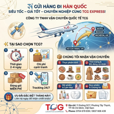 ✈️ GỬI HÀNG ĐI HÀN QUỐC SIÊU TỐC – GIÁ TỐT – CHUYÊN NGHIỆP CÙNG TCG EXPRESS! Hàn Quốc là nơi có cộng đồng người Việt sinh sống, học tập và làm việc vô cùng đông đảo. Bạn đang muốn gửi những món quà quê hương, đồ ăn vặt, quần áo hay những món đồ gia dụng nhỏ cho người thân tại xứ sở Kim Chi? Hay bạn là chủ shop kinh doanh cần tìm đối tác vận chuyển hàng sang Seoul, Busan, Incheon... an toàn, chi phí rẻ? Đừng lo lắng, Công ty TNHH Vận chuyển Quốc tế TCG sẽ là người bạn đồng hành tin cậy, giúp bưu kiện của bạn đến nơi nhanh chóng và nguyên vẹn! ✨ TẠI SAO BẠN NÊN TIN TƯỞNG TCG EXPRESS? Thời gian toàn trình cực nhanh: Chặng bay ngắn, tối ưu hóa quy trình giúp hàng hóa đến Hàn Quốc chỉ từ 2 - 4 ngày làm việc (Door-to-Door). Chi phí cực kỳ cạnh tranh: Bảng giá minh bạch, nhiều chương trình chiết khấu hấp dẫn cho các kiện hàng lớn hoặc khách hàng gửi định kỳ. Hỗ trợ dịch vụ tận tâm từ A-Z: Hỗ trợ nhận hàng và đóng gói, hút chân không thực phẩm hoàn toàn MIỄN PHÍ. Tư vấn kỹ lưỡng các quy định thông quan của Hàn Quốc để đảm bảo hàng đi thuận lợi. Theo dõi đơn hàng dễ dàng: Cung cấp mã tracking cập nhật liên tục 24/7 giúp khách hàng chủ động quản lý bưu kiện trực tuyến. 📦 TCG NHẬN VẬN CHUYỂN NHIỀU MẶT HÀNG ĐA DẠNG ĐI HÀN QUỐC: Thực phẩm & Đặc sản Việt: Bánh tráng, cà phê, trà, các loại hạt (hạt điều, hạt hướng dương), gia vị, đồ khô (không chứa thịt, trứng, sữa theo quy định kiểm dịch). Thời trang & Đồ dùng cá nhân: Quần áo, giày dép, túi xách, sách vở, quà lưu niệm... Mỹ phẩm & Dụng cụ ngành làm đẹp: Kem dưỡng da, mặt nạ giấy, mi giả, dụng cụ làm nail... Bưu phẩm & Chứng từ: Hồ sơ du học, giấy tờ cá nhân, thư từ giao dịch hỏa tốc. 🎁 ƯU ĐÃI ĐẶC BIỆT THÁNG NÀY: Nhận ngay báo giá ưu đãi và hỗ trợ tư vấn đóng gói miễn phí khi liên hệ với TCG hôm nay! 👉 Inbox ngay cho Fanpage hoặc kết nối qua Hotline/Zalo để đội ngũ TCG hỗ trợ bạn một cách nhanh chóng nhất! 🏢 CÔNG TY TNHH VẬN CHUYỂN QUỐC TẾ TCG 📍 Địa chỉ: 11 Đường DC7, Phường Tây Thạnh, TP. Hồ Chí Minh, Việt Nam 📞 Hotline/Zalo: 0704 679 939 / 0937 606 439 #TCGExpress #Vanchuyenquocte #GuihangdiHanQuoc #ShiphangdiKorea #Guihanggiare #ChuyenphatnhanhHanQuoc #Guihanghcm #GuihangdiHan